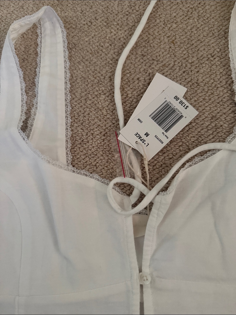 l*space White Tie-Front Lace-Trim Rosa Top - Picture 7 of 8